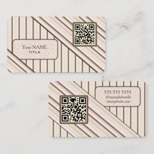 Carte De Visite Double code QR rose rétro (Devant / Derrière)