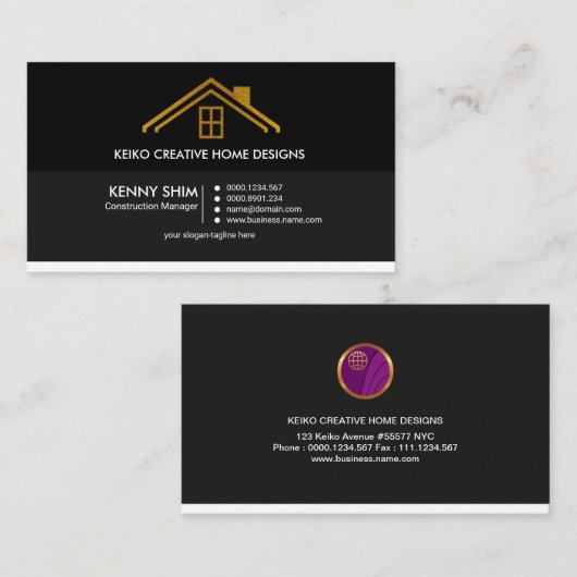 Carte De Visite Double constructeur de couleur de rétro toit (Devant / Derrière)