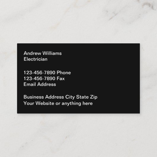 Carte de visite double côté de l'électricien de co (Dos)