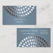 Carte de visite double face Mandala argent et bleu (Devant / Derrière)