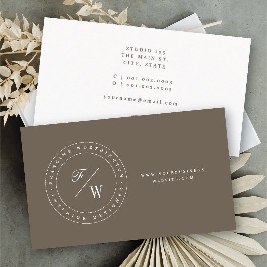 Carte De Visite Double Monogramme Classique Monographie Cercle Tim