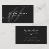 Carte De Visite Double Monogramme noir moderne (Devant / Derrière)