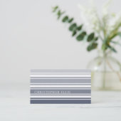 Carte De Visite Double Rayures | Ombre Bleu Ardoise (Debout devant)