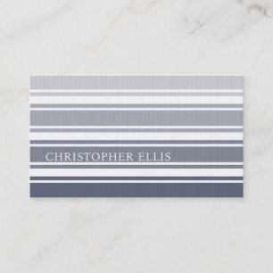 Carte De Visite Double Rayures   Ombre Bleu Ardoise