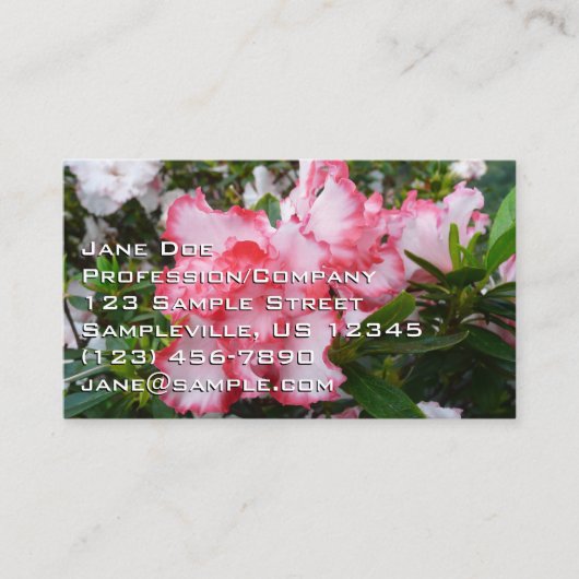Carte De Visite Double rouge et blanc Azaleas printemps floral (Devant)