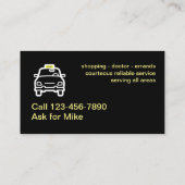 Carte De Visite Double service simple latéral puissant de taxi (Dos)