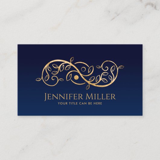 Carte De Visite Double spirale dorée et Yin Yang (Devant)