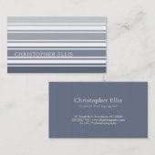 Carte De Visite Double Striped | Slate Blue Ombre (Devant / Derrière)