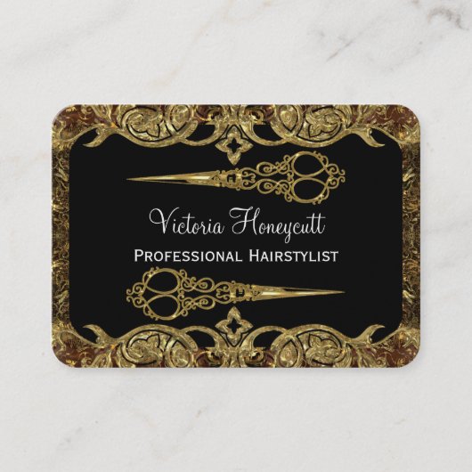 Carte De Visite Double style de professionnel de ciseaux de (Devant)