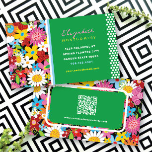 Carte De Visite Douces Fleurs Printanières Fantaisistes Jardin Col