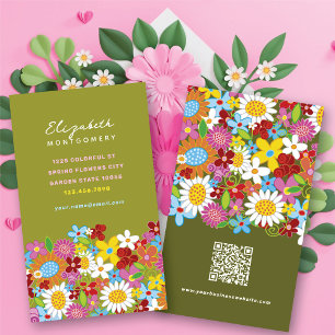 Carte De Visite Douces Fleurs Printanières Fantaisistes Jardin Col