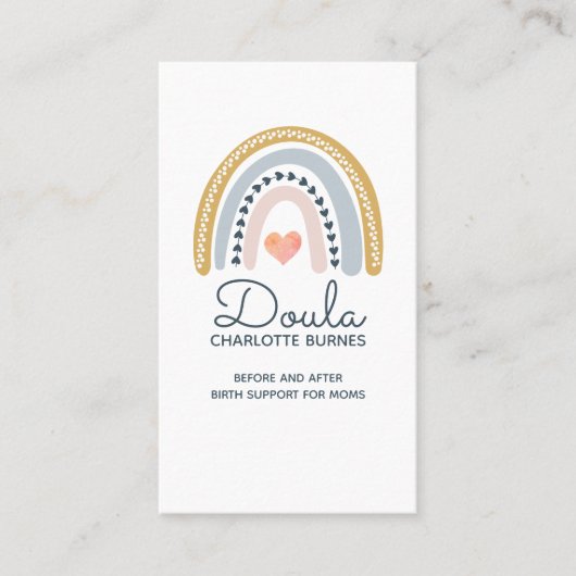 Carte De Visite Doula Birth Coach Aquarelle Arc-en-ciel (Devant)