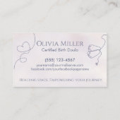 Carte De Visite Doula - Entraîneur de naissance - Art de ligne et  (Dos)