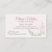 Carte De Visite Doula - Entraîneur de naissance - Fleur de vie - l (Dos)