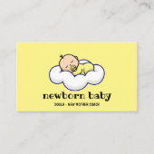 Carte De Visite Doula Nouveau bébé dormant sur le nuage jaune (Devant)