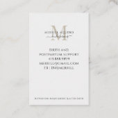 Carte De Visite Doula Services Baby Photo Monogramme (Dos)