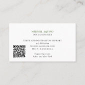 Carte De Visite Doula Services Main tiré Floral Monogrammé (Dos)