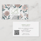 Carte De Visite Doula Services Main tiré Floral Monogrammé (Devant / Derrière)