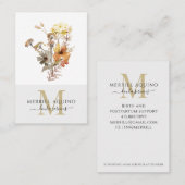 Carte De Visite Doula Services Monogramme Aquarelle Florale (Devant / Derrière)