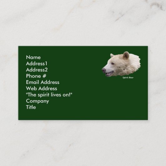 Carte de visite d'ours Kermode (Devant)