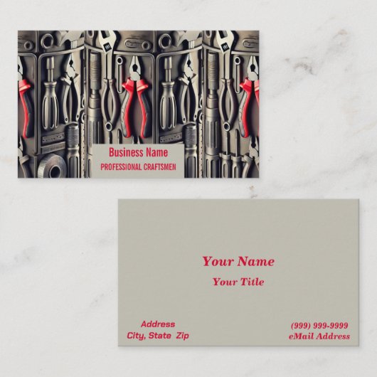 Carte de visite d'outil - avec pinces rouges (Devant / Derrière)
