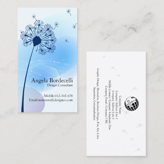 Carte De Visite Doux Dandelion fleurs nature (Devant / Derrière)