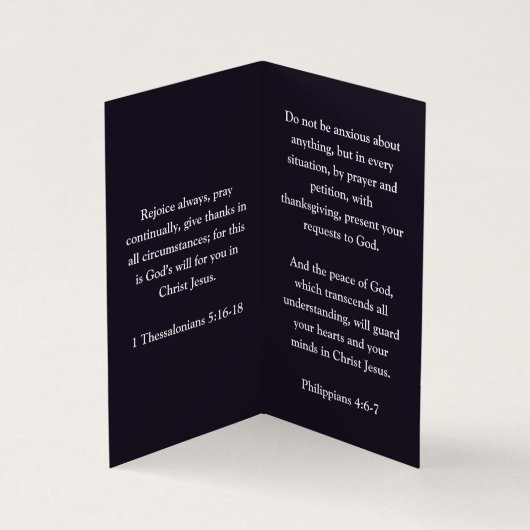 Carte De Visite Dove avec croix foncé violet plié verticalement (Intérieur)