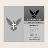 Carte De Visite Dove avec croix gris plié vertical (Extérieur déplié)