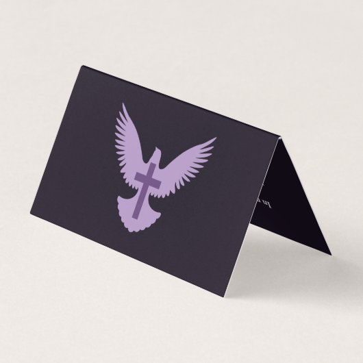 Carte De Visite Dove avec croix violet foncé Busine pliée (Dos)