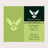 Carte De Visite Dove avec Cross Forest Green Vertical Foltical (Extérieur déplié)