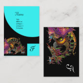 Carte De Visite DRAGO, Monogramme noir violet blanc violet bleu (Devant / Derrière)