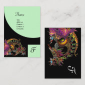 Carte De Visite DRAGO, Monogramme noir violet blanc violet vert (Devant / Derrière)