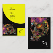 Carte De Visite DRAGO, Monogramme noir violet jaune violet (Devant / Derrière)