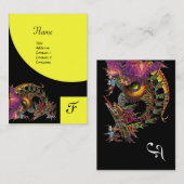 Carte De Visite DRAGO, Monogramme noir violet jaune violet (Devant / Derrière)