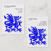 Carte De Visite Dragon - Bleu sur Blanc (Devant / Derrière)