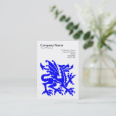 Carte De Visite Dragon - Bleu sur Blanc (Debout devant)