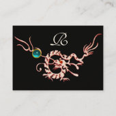 Carte De Visite DRAGON DE MER 2 MONOGRAMME AQUAMARINE noir blanc b (Dos)