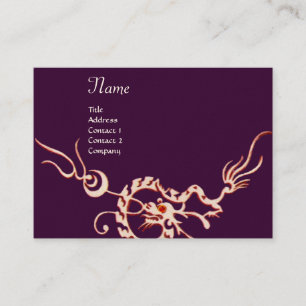 Carte De Visite DRAGON DE MER 2 MONOGRAMME rouge violet blanc