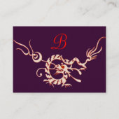 Carte De Visite DRAGON DE MER 2 MONOGRAMME rouge violet blanc (Dos)