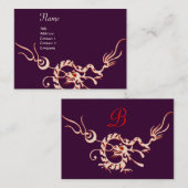 Carte De Visite DRAGON DE MER 2 MONOGRAMME rouge violet blanc (Devant / Derrière)