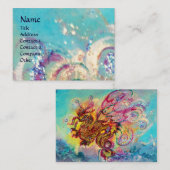 Carte De Visite DRAGON DE MER, aqua bleu, blanc, jaune rose violet (Devant / Derrière)