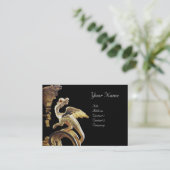 Carte De Visite DRAGON D'OR EN Papier perle de monogramme NOIR (Debout devant)