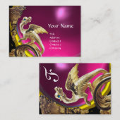 Carte De Visite DRAGON D'OR FUCHSIA POURPRE AMÉTHYSTE Monogramme (Devant / Derrière)