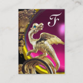 Carte De Visite DRAGON D'OR FUCHSIA POURPRE AMÉTHYSTE Monogramme (Dos)