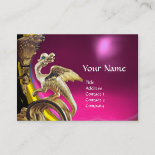 Carte De Visite DRAGON D'OR FUCHSIA POURPRE AMÉTHYSTE Monogramme