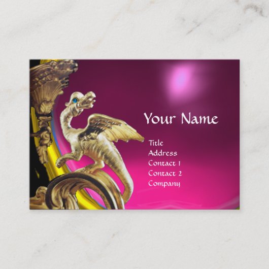 Carte De Visite DRAGON D'OR FUCHSIA POURPRE AMÉTHYSTE Monogramme (Devant)
