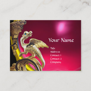 Carte De Visite DRAGON D'OR RUBIS ROUGE FUCHSIA Monogramme