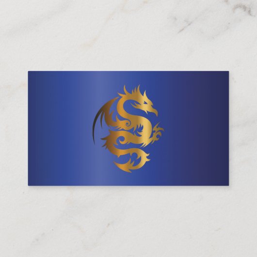 Carte De Visite Dragon d'or sur le bleu royal (Dos)