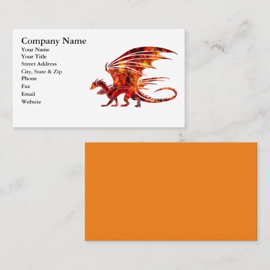 Carte De Visite Dragon du feu (Devant / Derrière)