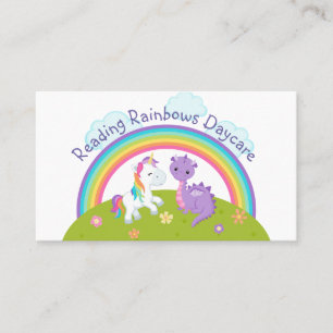 Carte De Visite Dragon et Unicorne sous la garderie Rainbow